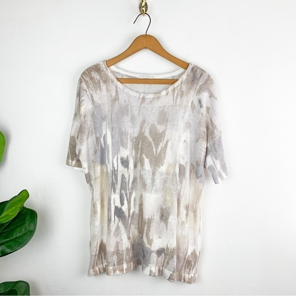 Kinross Women’s Ikat Linen Lightweight Pullover Top Size S - Picture 2 of 8